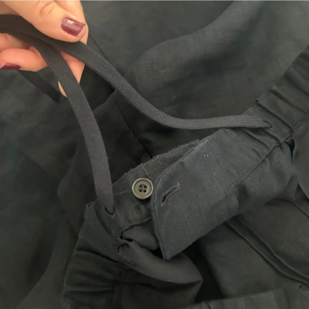 NEW COS navy blue recycled linen drawstring pants 34R